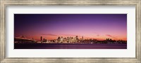 Framed Bay Bridge and San Francisco Skyline with Purple Dusk Sky