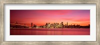 Framed Bay Bridge and San Francisco Skyline at Dusk (pink sky)