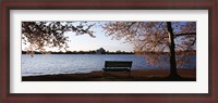 Framed Park bench with a memorial in the background, Jefferson Memorial, Tidal Basin, Potomac River, Washington DC, USA