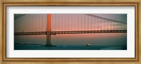 Framed Bridge across the river, Verrazano-Narrows Bridge, New York Harbor, New York City, New York State, USA