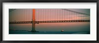 Framed Bridge across the river, Verrazano-Narrows Bridge, New York Harbor, New York City, New York State, USA