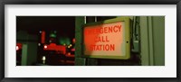 Framed Emergency telephone booth in a city, California, USA