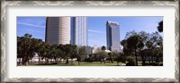 Framed Buildings in a city viewed from a park, Plant Park, University Of Tampa, Tampa, Hillsborough County, Florida, USA