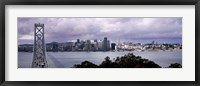 Framed Bridge across a bay with city skyline in the background, Bay Bridge, San Francisco Bay, San Francisco, California, USA