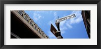 Framed Street name signboard on a pole, Bourbon Street, French Market, French Quarter, New Orleans, Louisiana, USA