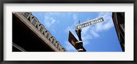 Framed Street name signboard on a pole, Bourbon Street, French Market, French Quarter, New Orleans, Louisiana, USA