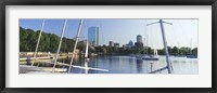 Framed Sailboats in a river with city in the background, Charles River, Back Bay, Boston, Suffolk County, Massachusetts, USA