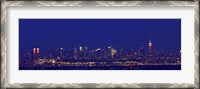 Framed Buildings in a city lit up at night, Upper Manhattan, Manhattan, New York City, New York State, USA