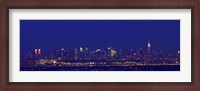 Framed Buildings in a city lit up at night, Upper Manhattan, Manhattan, New York City, New York State, USA