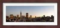 Framed Buildings lit up at dusk, Telegraph Hill, San Francisco, California, USA