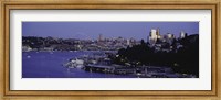 Framed City skyline at the lakeside with Mt Rainier in the background, Lake Union, Seattle, King County, Washington State, USA