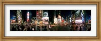 Framed 360 degree view of buildings lit up at night, Times Square, Manhattan, New York City, New York State, USA