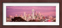Framed Night view of Seattle, King County, Washington State, USA 2010
