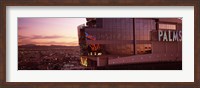 Framed Hotel lit up at dusk, Palms Casino Resort, Las Vegas, Nevada, USA
