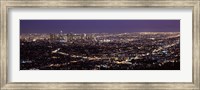 Framed Night View of Los Angeles, California with Purple Sky
