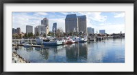 Framed Fishing boats docked at a marina, San Diego, California, USA