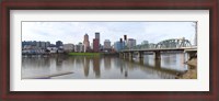Framed Bridge across a river with city skyline in the background, Willamette River, Portland, Oregon 2010