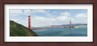 Framed Suspension bridge with a city in the background, Golden Gate Bridge, San Francisco Bay, San Francisco, California, USA