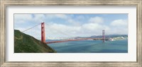 Framed Suspension bridge with a city in the background, Golden Gate Bridge, San Francisco Bay, San Francisco, California, USA