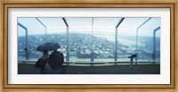 Framed Couple viewing a city from the Space Needle, Queen Anne Hill, Seattle, Washington State, USA