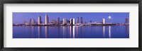 Framed Moonrise over a city, San Diego, California, USA 2010