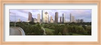 Framed Skyscrapers against cloudy sky, Houston, Texas