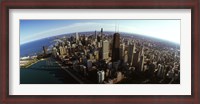 Framed Aerial view of Chicago and lake, Cook County, Illinois, USA 2010