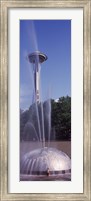 Framed Fountain with a tower in the background, Space Needle, Seattle, King County, Washington State, USA
