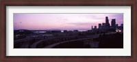 Framed City at sunset, Seattle, King County, Washington State, USA