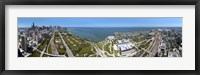 Framed 180 degree view of a city, Lake Michigan, Chicago, Cook County, Illinois, USA 2009