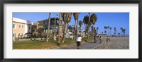 Framed People riding bicycles near a beach, Venice Beach, City of Los Angeles, California, USA