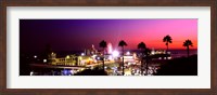 Framed Amusement park lit up at night, Santa Monica Beach, Santa Monica, Los Angeles County, California, USA