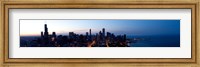 Framed High angle view of a city at dusk, Chicago, Cook County, Illinois, USA 2009