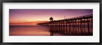 Framed San Clemente Pier at dusk, Los Angeles County, California