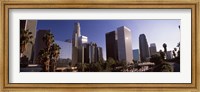 Framed Palm trees and skyscrapers in a city, City Of Los Angeles, Los Angeles County, California, USA
