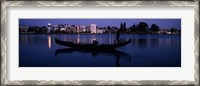 Framed Boat in a lake with city in the background, Lake Merritt, Oakland, Alameda County, California, USA