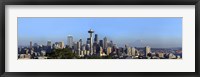 Framed Buildings in a city with mountains in the background, Space Needle, Mt Rainier, Seattle, King County, Washington State, USA 2010
