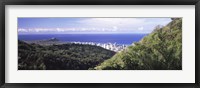 Framed Mountains with city at coast in the background, Honolulu, Oahu, Honolulu County, Hawaii, USA