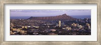 Framed City view of Honolulu with mountain in the background, Oahu, Honolulu County, Hawaii, USA 2010