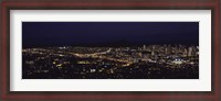 Framed Aerial view of a city lit up at night, Honolulu, Oahu, Honolulu County, Hawaii, USA 2010