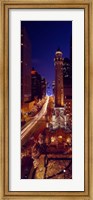 Framed Buildings lit up at night, Water Tower, Magnificent Mile, Michigan Avenue, Chicago, Cook County, Illinois, USA