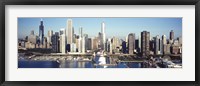 Framed Skyscrapers in a city, Navy Pier, Chicago Harbor, Chicago, Cook County, Illinois, USA 2011