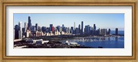 Framed Skyscrapers at the waterfront, Field Museum, Shedd Aquarium, Lake Michigan, Chicago, Cook County, Illinois, USA 2011