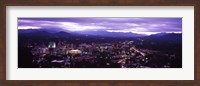 Framed Aerial view of a city lit up at dusk, Asheville, Buncombe County, North Carolina, USA 2011