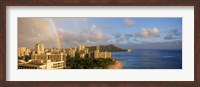 Framed Rainbow over the beach, Diamond Head, Waikiki Beach, Oahu, Honolulu, Hawaii, USA