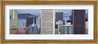 Framed Skyscrapers in the financial district with the bay bridge in the background, San Francisco, California, USA 2011