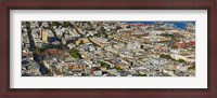 Framed Aerial view of buildings in a city, Columbus Avenue and Fisherman's Wharf, San Francisco, California, USA