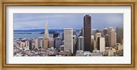 Framed Skyscrapers in the city with the Oakland Bay Bridge in the background, San Francisco, California, USA 2011