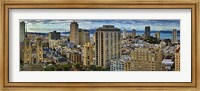 Framed Buildings in a city looking over Pacific Heights from Nob Hill, San Francisco, California, USA 2011