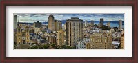 Framed Buildings in a city looking over Pacific Heights from Nob Hill, San Francisco, California, USA 2011
